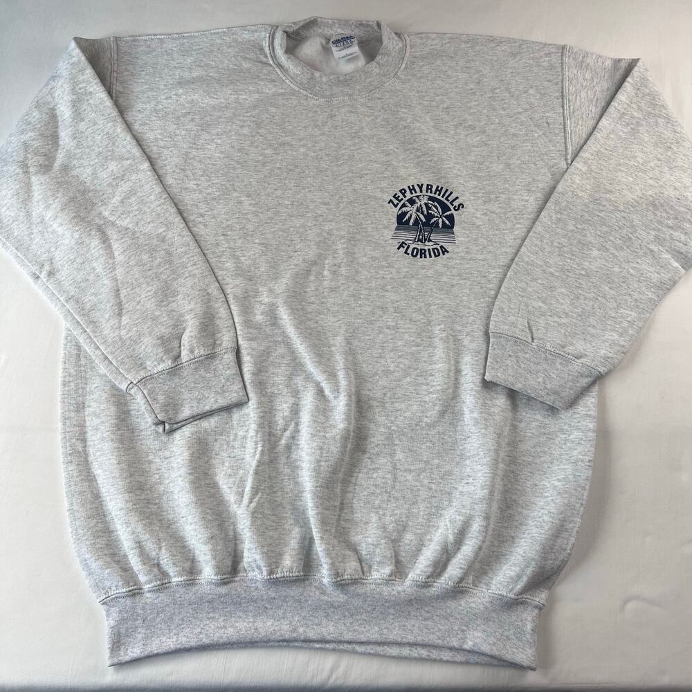 Zephyrhills Florida Vintage Gray Crewneck Sweatshirt Gildan Ultra Blend SZ Large